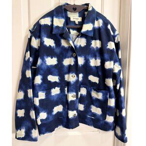Porridge Clothing Anthropologie Indigo Tie Dye Button Jacket Shirt Size L